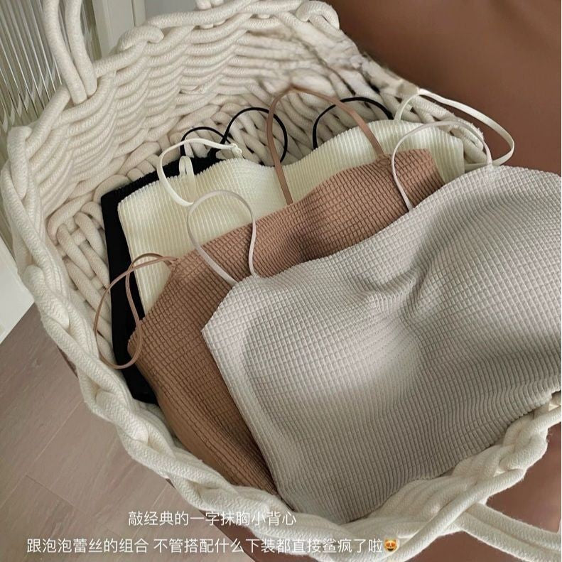 【BT035】Waffle Bra Top 自带胸垫平口背心