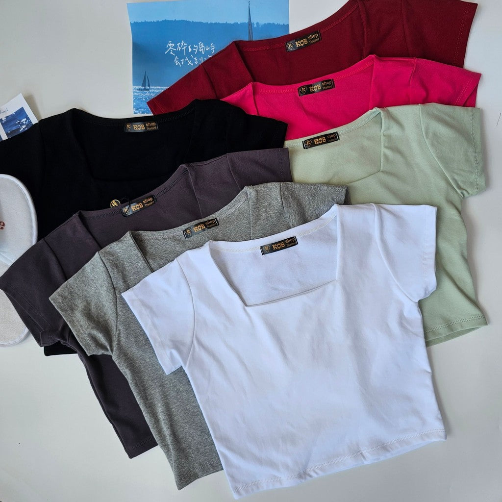【T199】KOB Square Neck Basic Top Tee