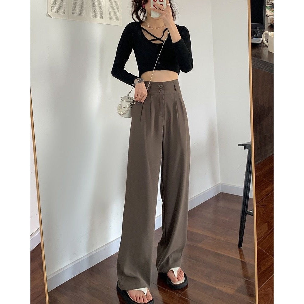 【T200】OL Quality Straight Wide Leg Pants 高级shusby Keltis