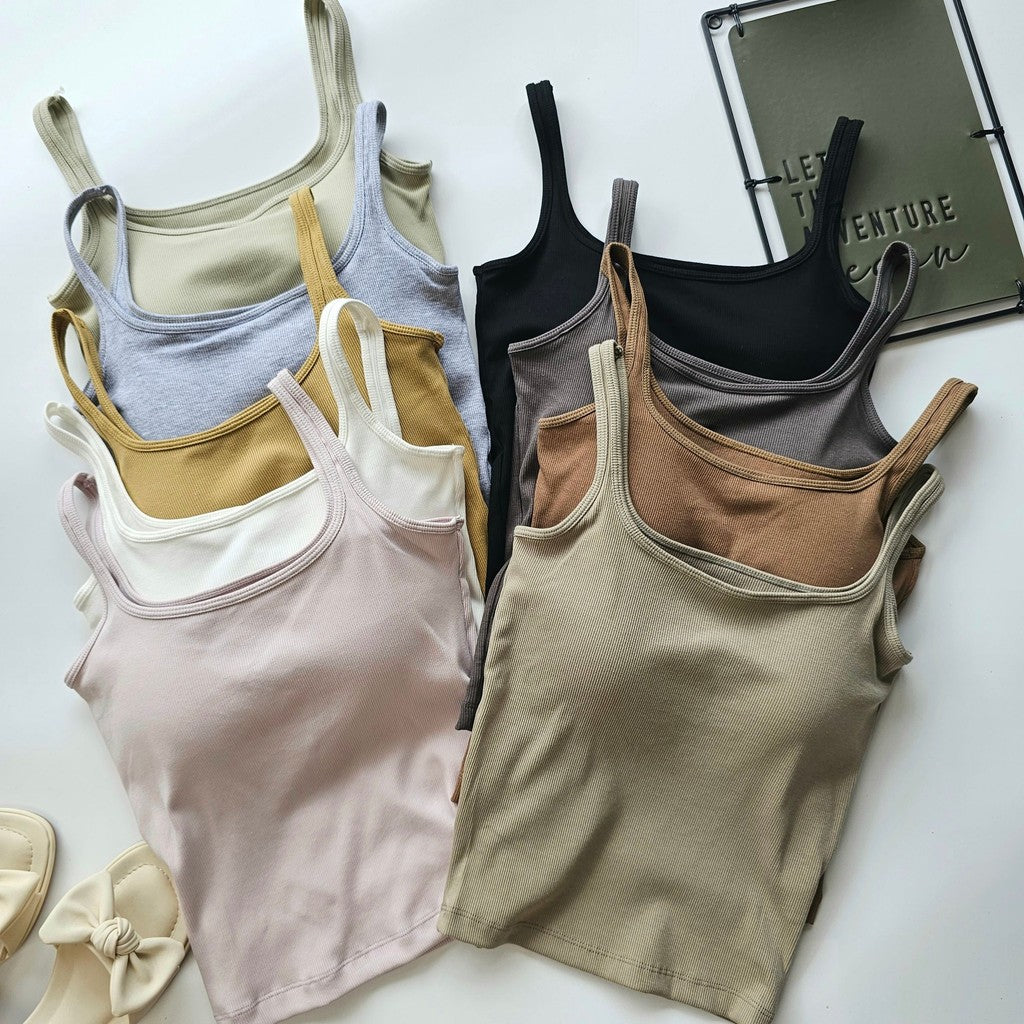 【BT045】多好评！Easy Match Basic Camisole-自带胸垫