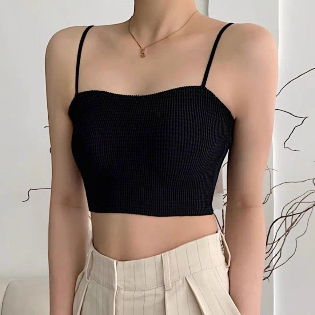 【BT035】Waffle Bra Top 自带胸垫平口背心