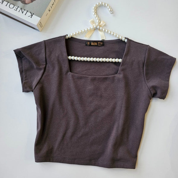 【T199】KOB Square Neck Basic Top Tee