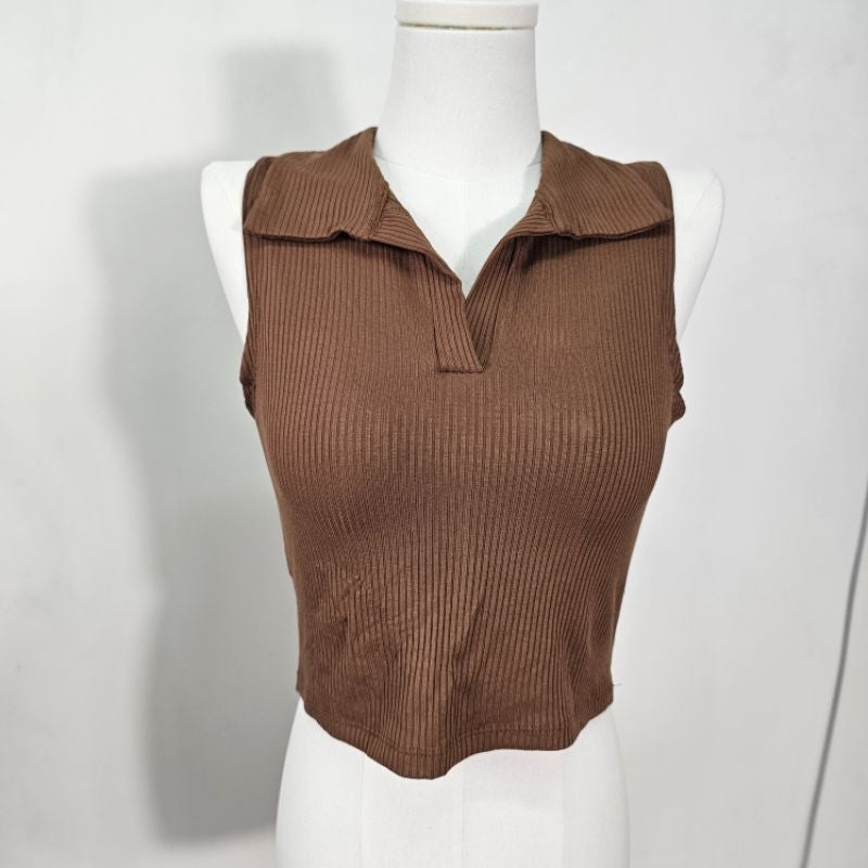 【T269】Casual Collar Singlet 简约螺纹软背心