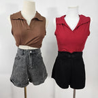 【T269】Casual Collar Singlet 简约螺纹软背心
