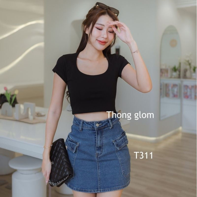 【T310】Thong Glom 不透圆领经典短款上衣